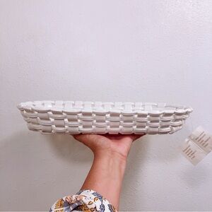 Ceramic of Bassano del Grappa  PRIMO'GI White Woven Ceramic Bread Basket Italy